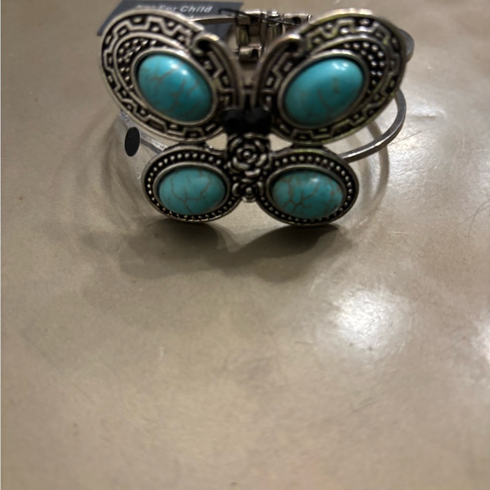 Chunks Silver and Turquoise Butterfly Bracelet